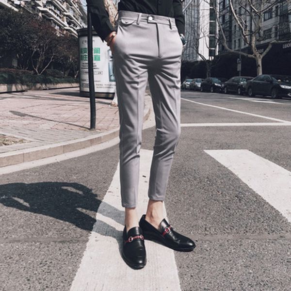 2020 spring men's slim korean casual nine points small trousers british style fashion trend wild tight pants, Black
2020 spring men's slim korean casual nine points small trousers british style fashion trend wild tight pants, Black