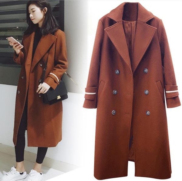 new women wool coat winter turn down collar women slim woolen long coats double breasted elegant blend coat, Black
new women wool coat winter turn down collar women slim woolen long coats double breasted elegant blend coat, Black