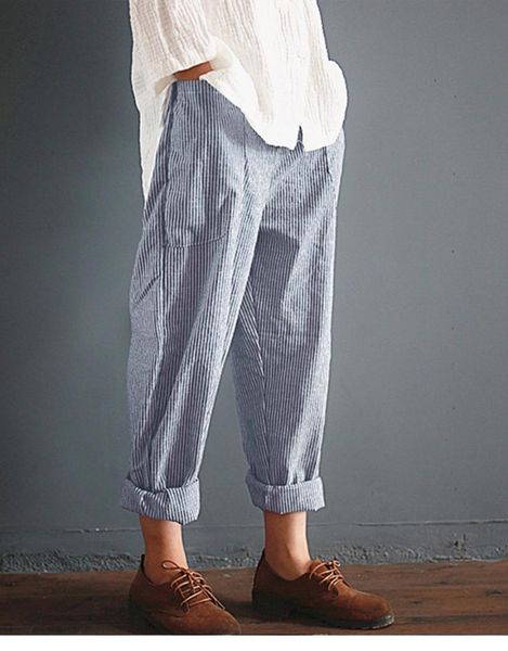 2019 plus size cotton linen harem pants women summer high waist striped pants loose pockets casual trouser, Black;white
2019 plus size cotton linen harem pants women summer high waist striped pants loose pockets casual trouser, Black;white