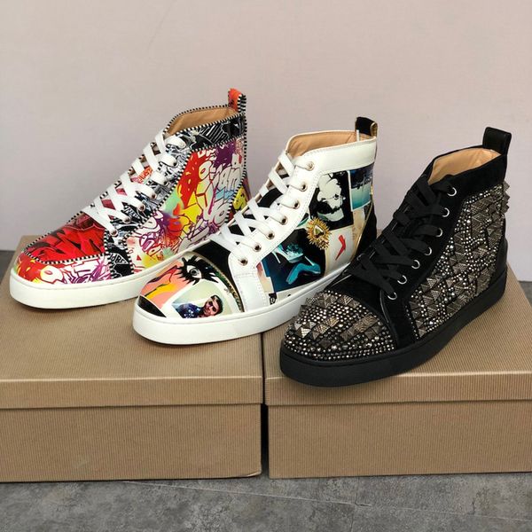 2020 high shoes red bottom junior spikes sneaker leather orlato sneaker printing lace-up trainers women flat party shoe, Black
2020 high shoes red bottom junior spikes sneaker leather orlato sneaker printing lace-up trainers women flat party shoe, Black