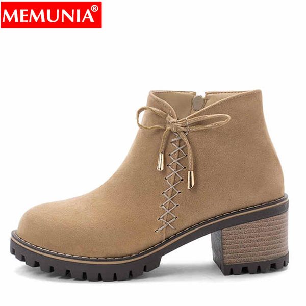 memunia plus size 34-43 new ankle boots for women square high heels autumn winter shoes solid color lace up female shoes, Black
memunia plus size 34-43 new ankle boots for women square high heels autumn winter shoes solid color lace up female shoes, Black