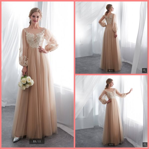 2020 vestido de festa champagne tulle a line lace appliques prom dress long sleeve sheer back elegant prom gowns evening party dress, Black
2020 vestido de festa champagne tulle a line lace appliques prom dress long sleeve sheer back elegant prom gowns evening party dress, Black