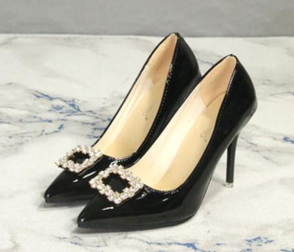 2019 women's shoes in spring and autumn with new style high heel fine heel pointed end water drill @2048, Black
2019 women's shoes in spring and autumn with new style high heel fine heel pointed end water drill @2048, Black