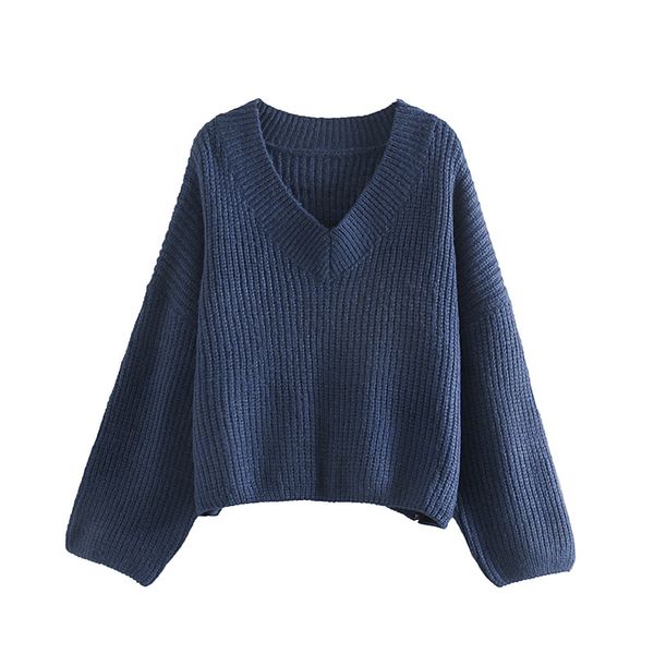 a generation of 2019 autumn & winter new products solid color loose-fit laziness-style long sleeve v-neck pullover sweater women, Blue;black
a generation of 2019 autumn & winter new products solid color loose-fit laziness-style long sleeve v-neck pullover sweater women, Blue;black