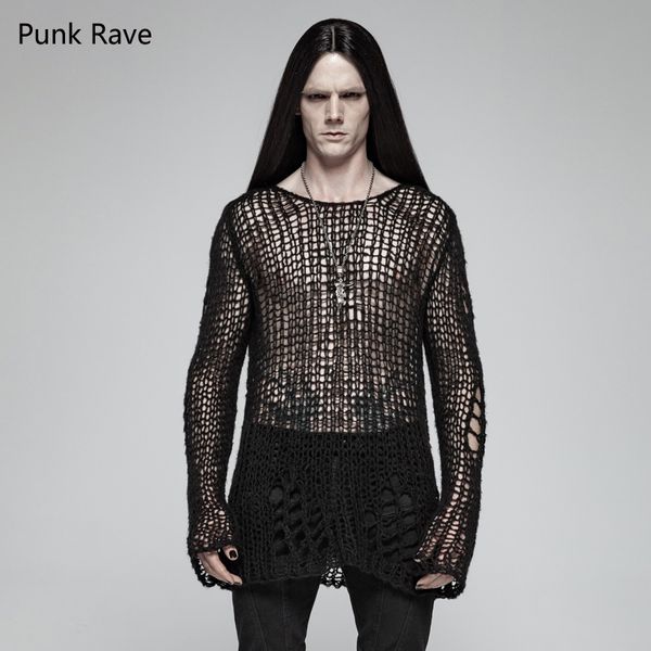 punk rave men's sweater gothic punk casual broken hole pullovers personality for men, White;black
punk rave men's sweater gothic punk casual broken hole pullovers personality for men, White;black