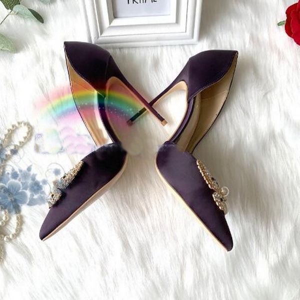 women pumps purple silk satin stiletto heel pointed toes pearl diamond butterfly buckle high heels women party shoes big size 45, Black
women pumps purple silk satin stiletto heel pointed toes pearl diamond butterfly buckle high heels women party shoes big size 45, Black
