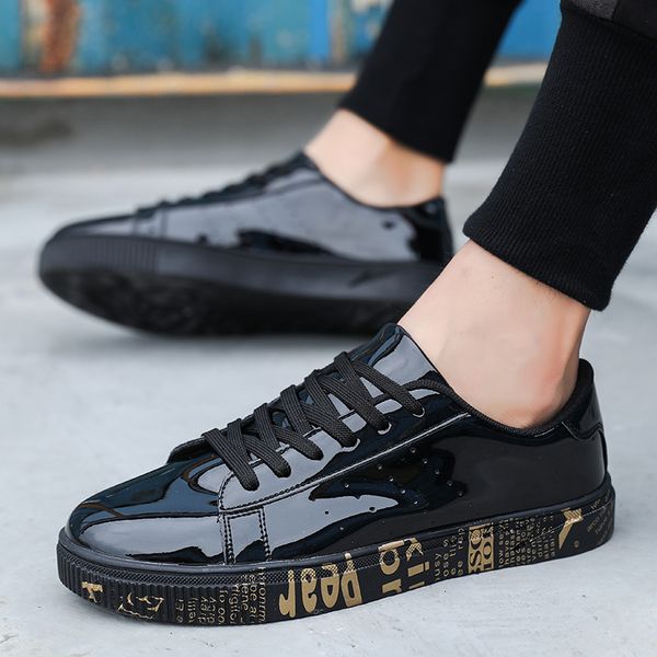 new patent leather shoes for men gold glossy graffiti casual shoes male couple outdoor trainers sneakers man big size 47, Black
new patent leather shoes for men gold glossy graffiti casual shoes male couple outdoor trainers sneakers man big size 47, Black