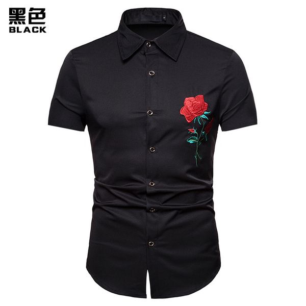 ffxzsj brand 2019 summer rose embroidered short sleeve shirt turndown collar shirt european plus-size, White;black
ffxzsj brand 2019 summer rose embroidered short sleeve shirt turndown collar shirt european plus-size, White;black