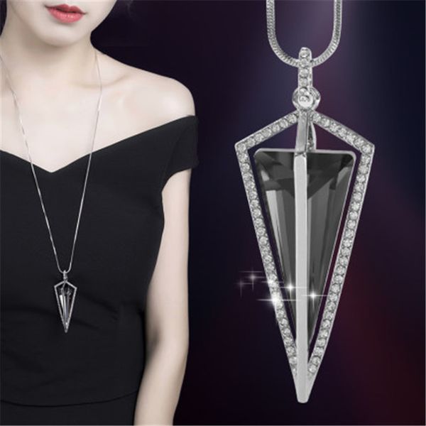 gray crystal necklaces pendants for women jewelry fashion geometric rhinestone sweater chain necklace long collares mujer bijoux, Silver
gray crystal necklaces pendants for women jewelry fashion geometric rhinestone sweater chain necklace long collares mujer bijoux, Silver