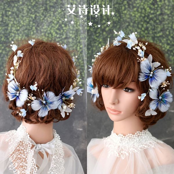 bride's wedding headdress new handmade blue feathers sweet delicate hairband simple hair decoration women bride wedding tiara, Golden;white
bride's wedding headdress new handmade blue feathers sweet delicate hairband simple hair decoration women bride wedding tiara, Golden;white