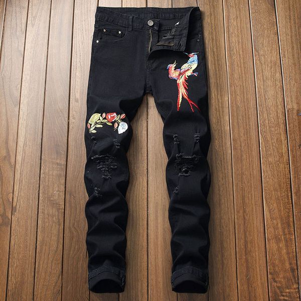 men embroidery jeans fashional denim pants knee holes casual pants pencil washed ing, Blue
men embroidery jeans fashional denim pants knee holes casual pants pencil washed ing, Blue