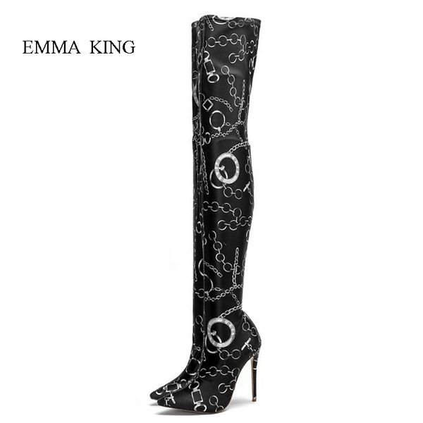 autumn printed chains stretch thigh high boots women black high heels fashion catwalk pointy toe over knee boots women's shoes
autumn printed chains stretch thigh high boots women black high heels fashion catwalk pointy toe over knee boots women's shoes