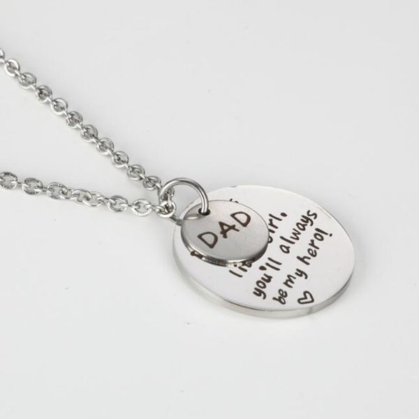 stainless steel round pendant necklace i'll always be your little girl, you'll always be my hero pendant necklace for father', Silver
stainless steel round pendant necklace i'll always be your little girl, you'll always be my hero pendant necklace for father', Silver