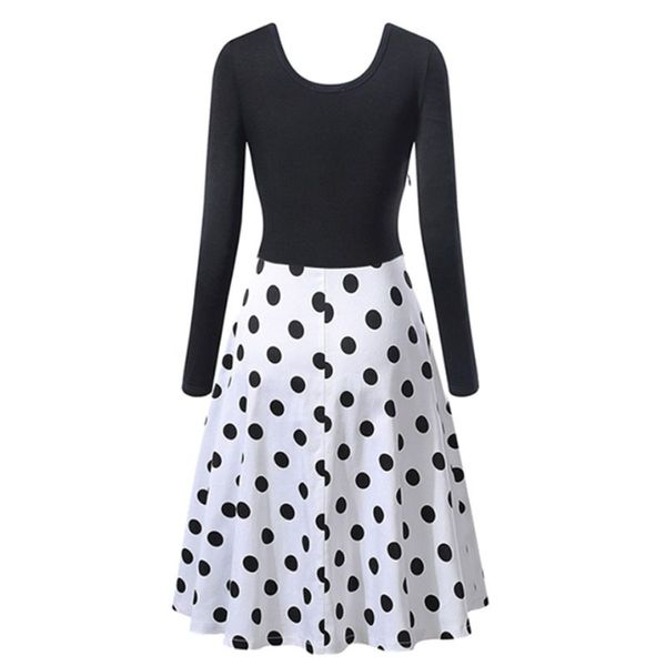 women vintage midi dress floral o-neck stitched dot print long sleeve dress a-line party, Black;gray
women vintage midi dress floral o-neck stitched dot print long sleeve dress a-line party, Black;gray
