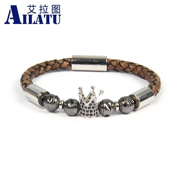 ailatu new men's cz crown bracelet stainless steel gold beads magnetic clasp vintage male bangle, Golden;silver
ailatu new men's cz crown bracelet stainless steel gold beads magnetic clasp vintage male bangle, Golden;silver