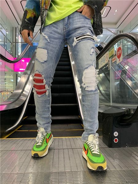 2020 new arrival brand designer men denim jeans embroidery pants fashion holes trousers us size 28-40v3, Blue
2020 new arrival brand designer men denim jeans embroidery pants fashion holes trousers us size 28-40v3, Blue