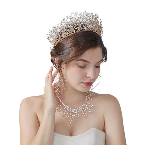 super shiny rhinestone crown bride headdress headband tiara hairband golden crown earring necklace set hair jewelry, Golden;white
super shiny rhinestone crown bride headdress headband tiara hairband golden crown earring necklace set hair jewelry, Golden;white