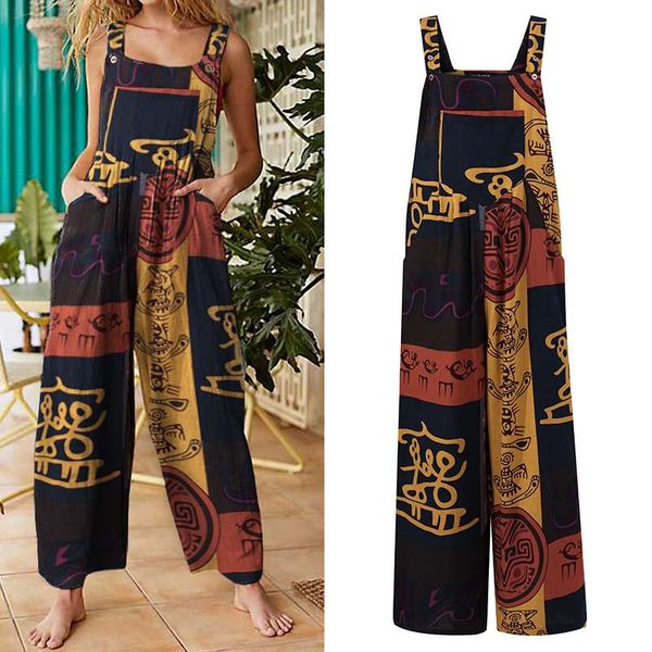 women'overalls summer wide leg pants 2020 vonda vintage sleeveless printed jumpsuit rompers long trousers pantalon femme 5xl, Black;white
women'overalls summer wide leg pants 2020 vonda vintage sleeveless printed jumpsuit rompers long trousers pantalon femme 5xl, Black;white