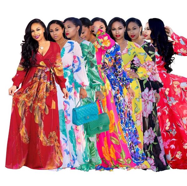 floral printed maxi dress 11 styles women deep v neck long sleeve chiffon summer beach floor length dress ooa6902, Black;gray
floral printed maxi dress 11 styles women deep v neck long sleeve chiffon summer beach floor length dress ooa6902, Black;gray