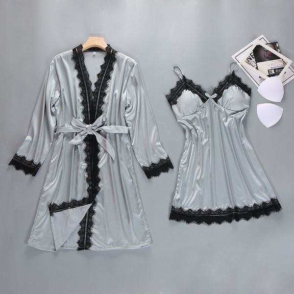 female robe kimono bathrobe bride bridesmaid lace trim 2pcs robes set strap&robe sleepwear wedding gift cosmetic bath gown, Black;red
female robe kimono bathrobe bride bridesmaid lace trim 2pcs robes set strap&robe sleepwear wedding gift cosmetic bath gown, Black;red