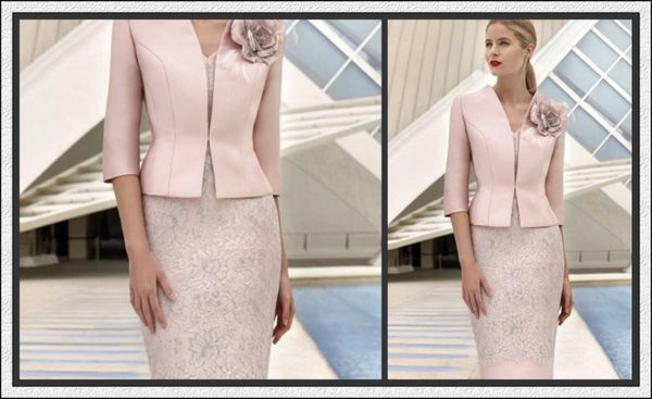 pink mother of the bride dresses with jacket lace appliqued wedding guest dress knee length short mothers formal outfit, White;black
pink mother of the bride dresses with jacket lace appliqued wedding guest dress knee length short mothers formal outfit, White;black