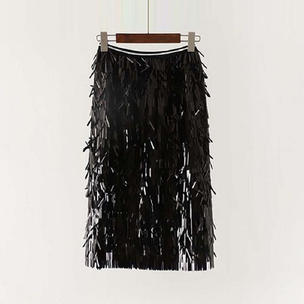 women summer autumn sequined tassel mid-calf skirts ladies casual fashion & party shining straight skirts 6q2550, Black
women summer autumn sequined tassel mid-calf skirts ladies casual fashion & party shining straight skirts 6q2550, Black