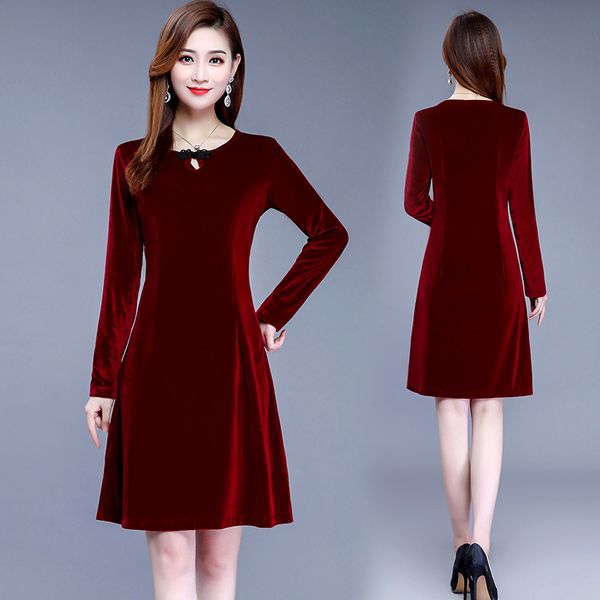 mother's gold velvet medium length long sleeve dress new middle-aged women's large size spring autumn one piece dress, Black;gray
mother's gold velvet medium length long sleeve dress new middle-aged women's large size spring autumn one piece dress, Black;gray