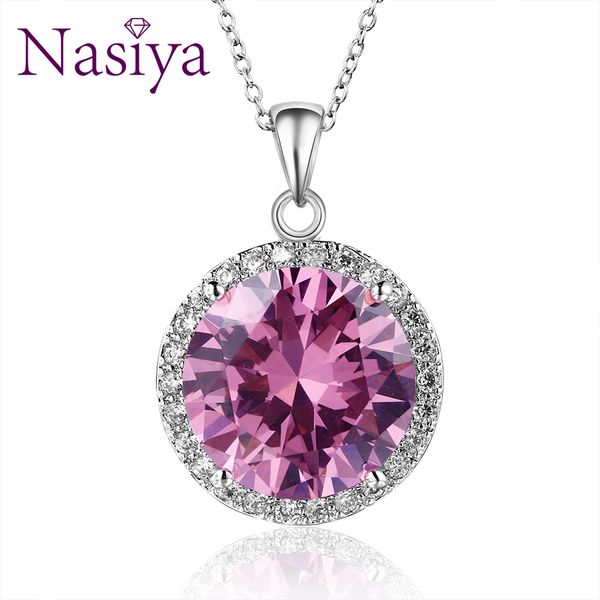 nasiya romantic sweet pendants necklaces with 15mm pink zircon fashion jewelry for women party anniversary daily life wholesale, Silver
nasiya romantic sweet pendants necklaces with 15mm pink zircon fashion jewelry for women party anniversary daily life wholesale, Silver