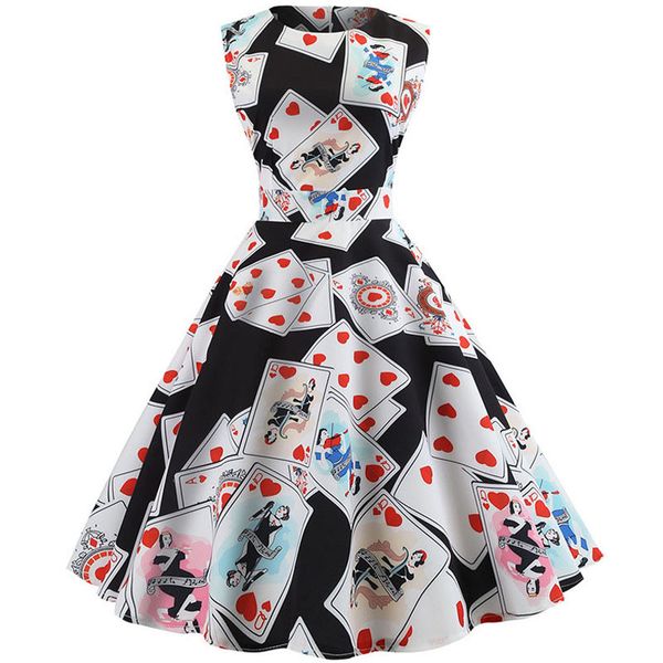 poker print elegant party midi dresses robe femme summer women vintage big swing hepburn rockabilly dress casual plus size, Black;gray
poker print elegant party midi dresses robe femme summer women vintage big swing hepburn rockabilly dress casual plus size, Black;gray