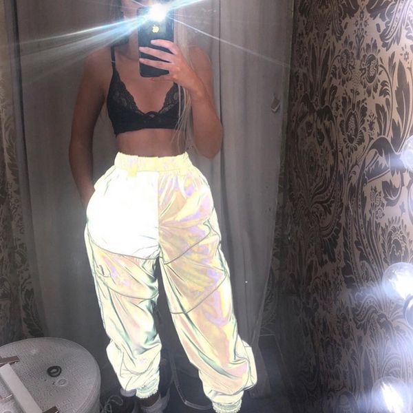women reflective cargo pants jogger 2019 fashion high waist loose harem pants streetwear ladies ladies sweatpants trousers, Black;white
women reflective cargo pants jogger 2019 fashion high waist loose harem pants streetwear ladies ladies sweatpants trousers, Black;white