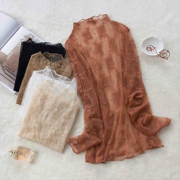 soft and comfortable non-pricking body half-high collar all-match transparent lace base shirt female inner match mesh long sleeve, White
soft and comfortable non-pricking body half-high collar all-match transparent lace base shirt female inner match mesh long sleeve, White