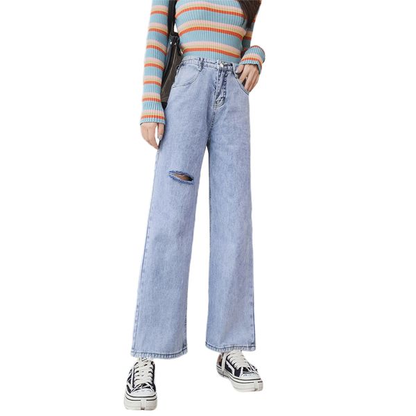 women's jeans high-waisted women 2021 spring and autumn all-match thin was loose wide-legged nine points straight pants, Blue
women's jeans high-waisted women 2021 spring and autumn all-match thin was loose wide-legged nine points straight pants, Blue