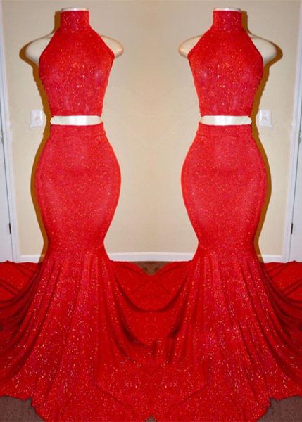Sexy Red Two Pieces Prom Dresses Mermaid 2019 Long Evening Gowns Custom Made High Neck Black Girl Party Dresses
Sexy Red Two Pieces Prom Dresses Mermaid 2019 Long Evening Gowns Custom Made High Neck Black Girl Party Dresses