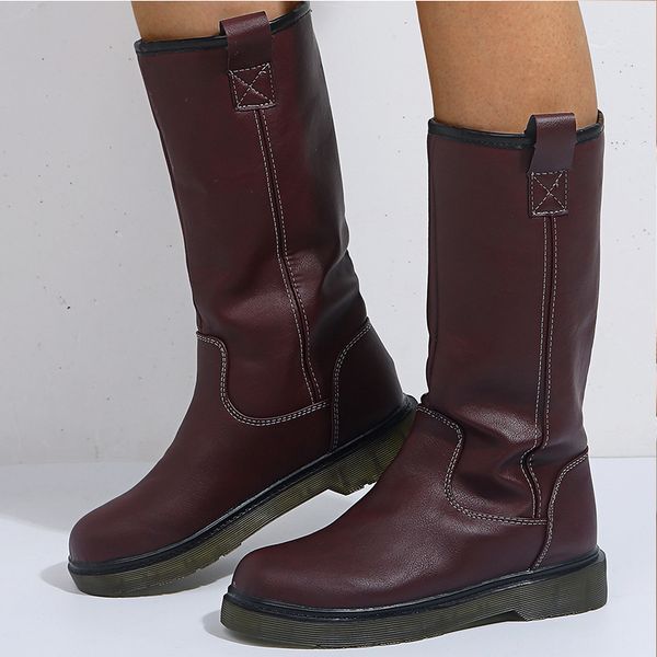 women winter short plush slip on warm ankle boots woman sewing chunky heel pu leather two wear boots female vintage casual shoes, Black
women winter short plush slip on warm ankle boots woman sewing chunky heel pu leather two wear boots female vintage casual shoes, Black