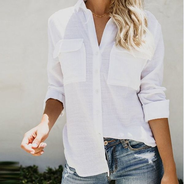 2019 cotton linen women blouses solid loose white plain long sleeve shirt button casual v neck female blouse plain h30
2019 cotton linen women blouses solid loose white plain long sleeve shirt button casual v neck female blouse plain h30