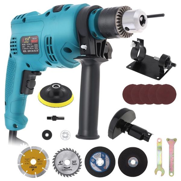 17pcs/set 13mm electric drill cutting seat conversion tool accessories + handheld impact electric pistol drill for polishing