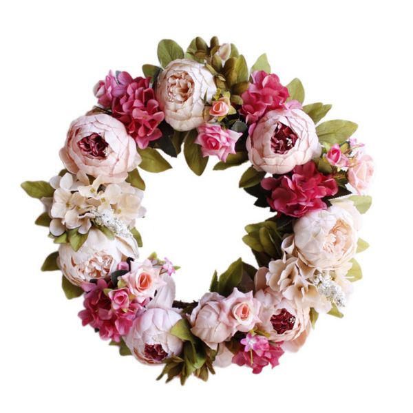 artificial peony flower wreath with green leaves for front door, window, wall, wedding, home decor
artificial peony flower wreath with green leaves for front door, window, wall, wedding, home decor
