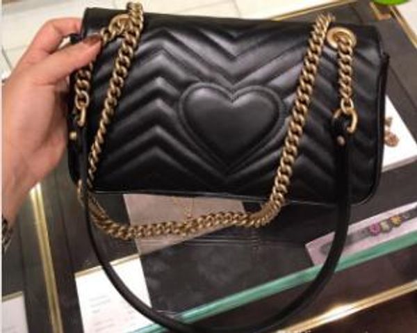 High Quality Women's Classic Marmont Leather Messenger Bags Heart Pattern designer Women Crossbody Bags Gold Chains Purse Shoulers Bags