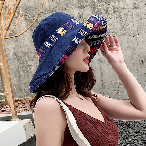 wild ethnic bucket hat women summer big foldable sunscreen cap cotton embroidery hat, Blue;gray
wild ethnic bucket hat women summer big foldable sunscreen cap cotton embroidery hat, Blue;gray
