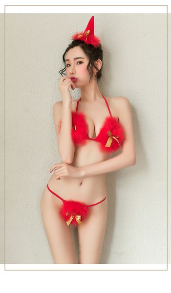 christmas playful womens underwear red rabbit cute ladies set fashion passion temptation female three point type, Black;white
christmas playful womens underwear red rabbit cute ladies set fashion passion temptation female three point type, Black;white