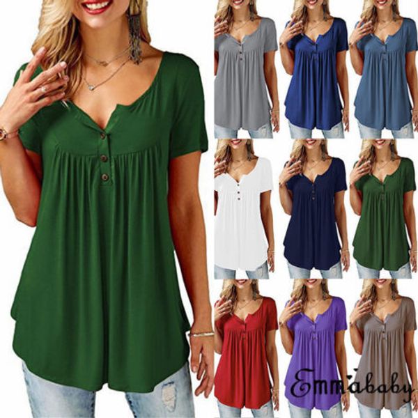 women ladies fashion blouse loose short sleeve casual blouse buttons shirt solid summer, White
women ladies fashion blouse loose short sleeve casual blouse buttons shirt solid summer, White