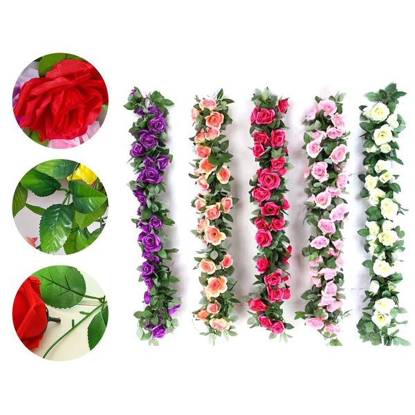 artificial flower fake rose vine green leaf hanging vine garland for wedding party home garden wall decoration
artificial flower fake rose vine green leaf hanging vine garland for wedding party home garden wall decoration