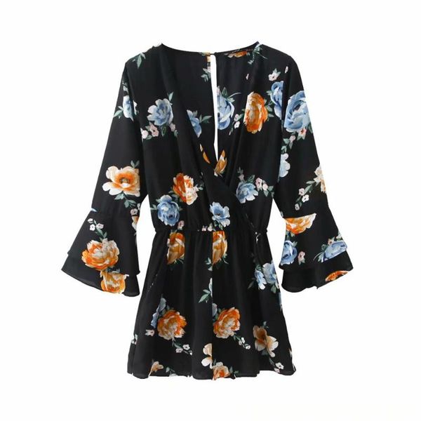 new 2020 women cross v neck floral print black jumpsuits lady flare sleeve conjoined shorts chic elastic waist siamese p813, Black;white
new 2020 women cross v neck floral print black jumpsuits lady flare sleeve conjoined shorts chic elastic waist siamese p813, Black;white