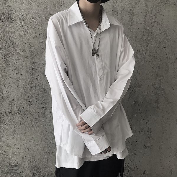 ewq / 2020 spring new black white shirt for men and women solid color loose long sleeve big size fashion casual korean y151, White;black
ewq / 2020 spring new black white shirt for men and women solid color loose long sleeve big size fashion casual korean y151, White;black