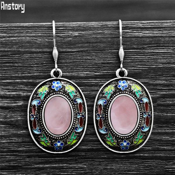 vintage oval quartz lapis earrings for women bohemia painting craft flower plant natural stone stainless steel hook earring, Silver
vintage oval quartz lapis earrings for women bohemia painting craft flower plant natural stone stainless steel hook earring, Silver