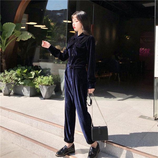 velvet wide leg pants jumpsuits women rompers solid casual fashion rompers, Black;white
velvet wide leg pants jumpsuits women rompers solid casual fashion rompers, Black;white