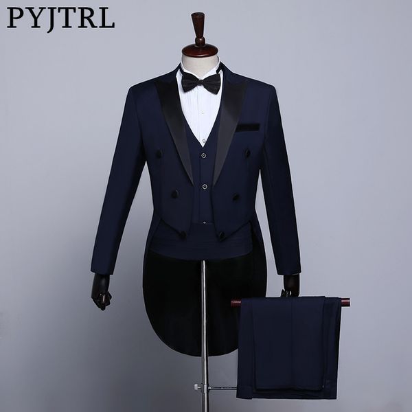 pyjtrl male classic black white navy blue tailcoat tuxedo wedding grooms suits for men party prom banquet stage singers costume, White;black
pyjtrl male classic black white navy blue tailcoat tuxedo wedding grooms suits for men party prom banquet stage singers costume, White;black