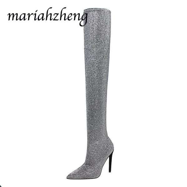 mariahzheng 2020 women boots nightclub wear boots slim pedicure stretch super high-heeled knee women's ds, Black
mariahzheng 2020 women boots nightclub wear boots slim pedicure stretch super high-heeled knee women's ds, Black