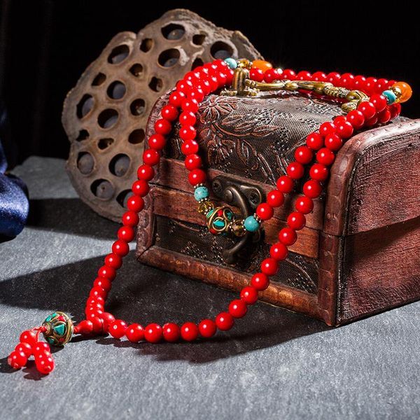 natural red coral necklace 7mm coral beads enamel accessories long multi-layer bracelet 108 boho ethnic style jewelry for women, Silver
natural red coral necklace 7mm coral beads enamel accessories long multi-layer bracelet 108 boho ethnic style jewelry for women, Silver