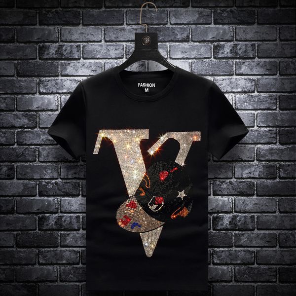 trendy youth t-shirt men 2020 new tide brand handsome short-sleeved summer shirt shirt large size rhinestone half-cut sleeves size s-7xl, White;black
trendy youth t-shirt men 2020 new tide brand handsome short-sleeved summer shirt shirt large size rhinestone half-cut sleeves size s-7xl, White;black